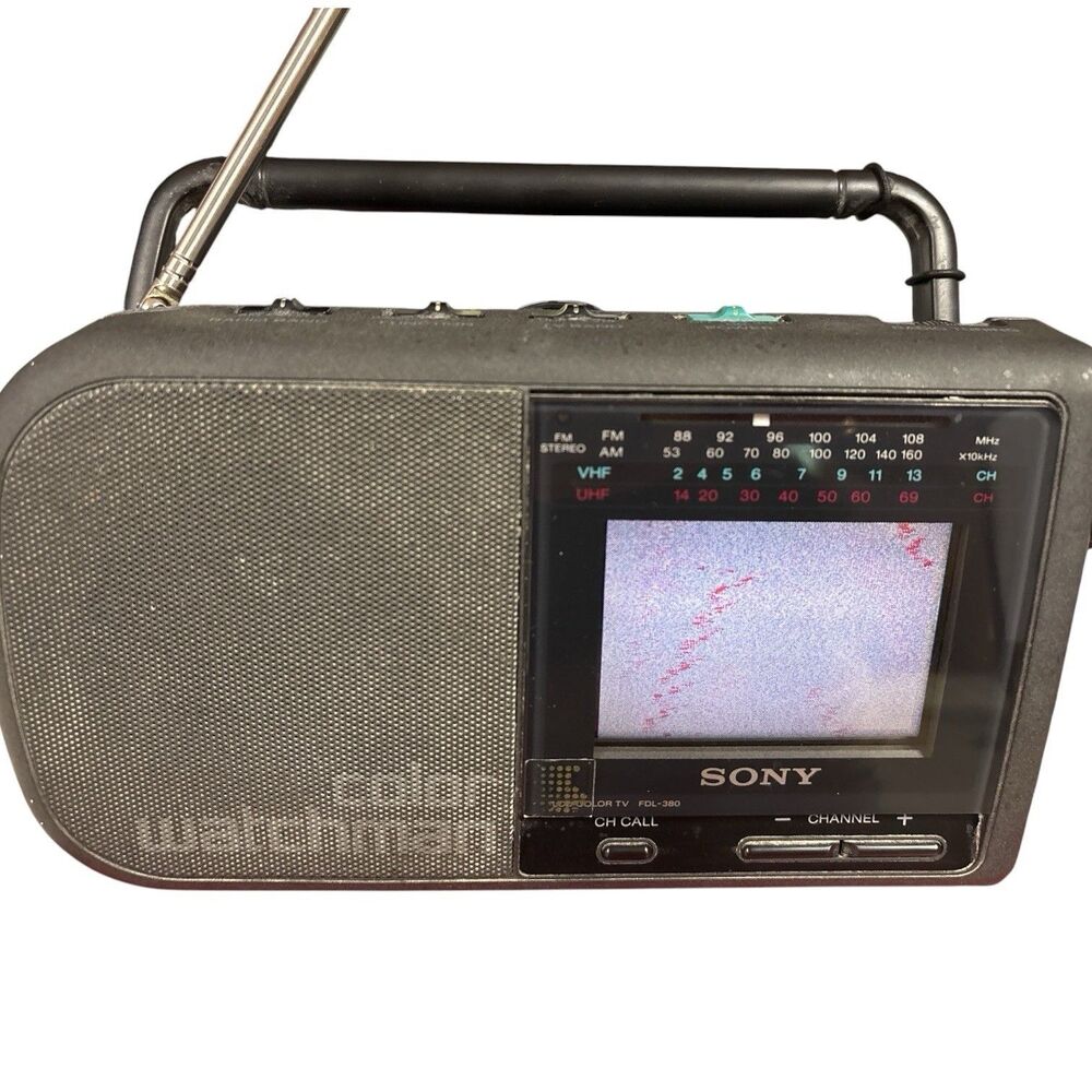 Sony FDL-380 Color Watchman TV AM/FM Portable Retro Japan Tested & Working